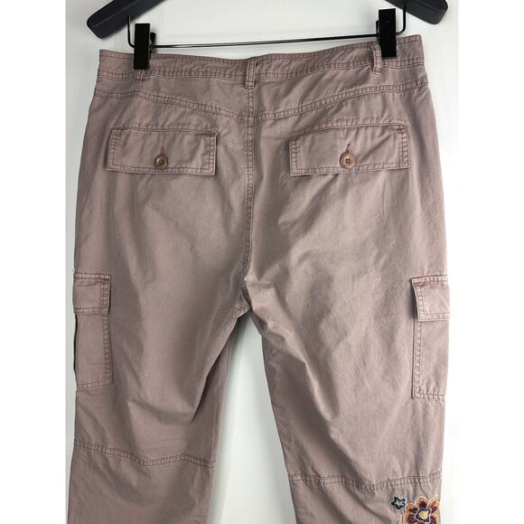 Sundance Embroidered Cargo Joggers Dusty Mauve Rose Boho Women's Size 12 Petite - Picture 10 of 12